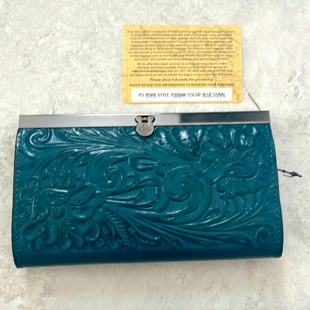 Embossed Teal Clutch